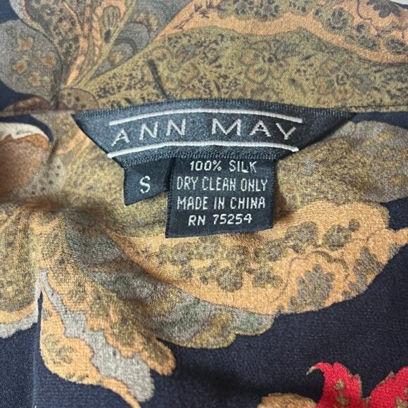 Ann May 100% Silk Floral Print Blouse Women's Small - Picture 6 of 6